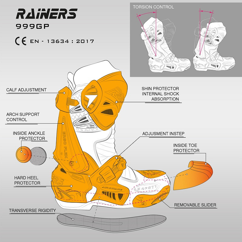 Rainers botas moto racing 999 Blanca - Imagen 7