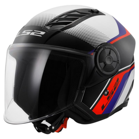 LS2 casco moto jet Airflow II 06 Rush azul rojo