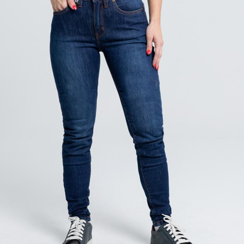 By City pantalón mujer vaquero moto mujer Bull azul oscuro