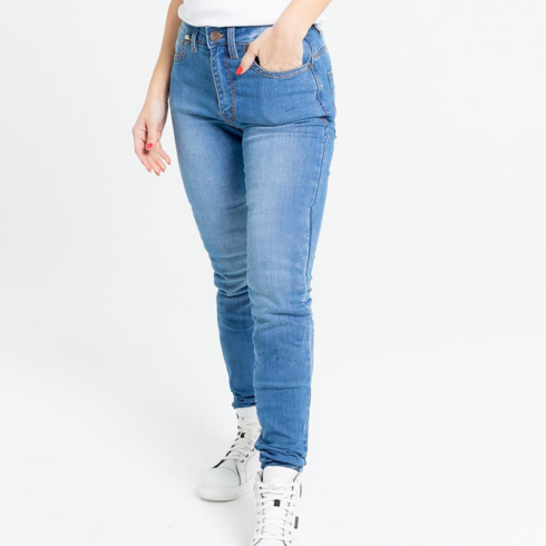 By City pantalón mujer vaquero moto Bull azul claro