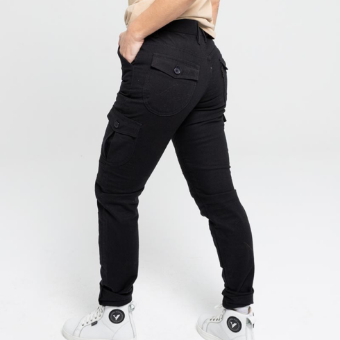 By City pantalón algodón moto mujer Mixed III Slim negro