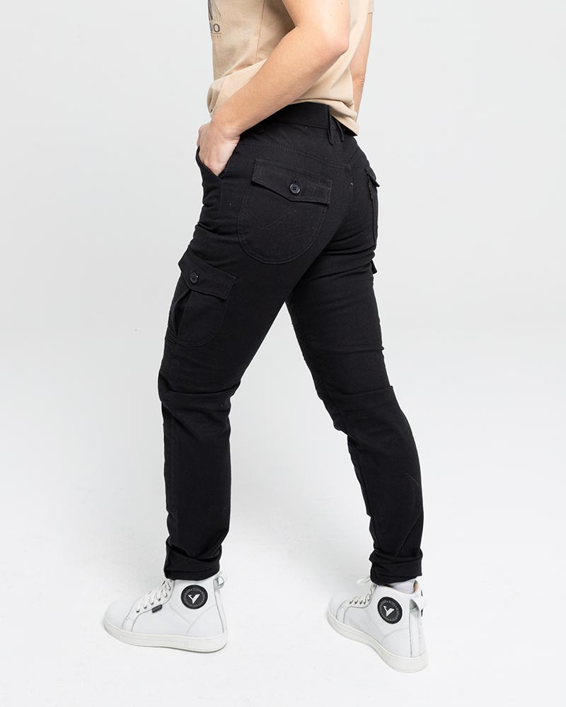 By City pantalón algodón moto mujer Mixed III Slim negro