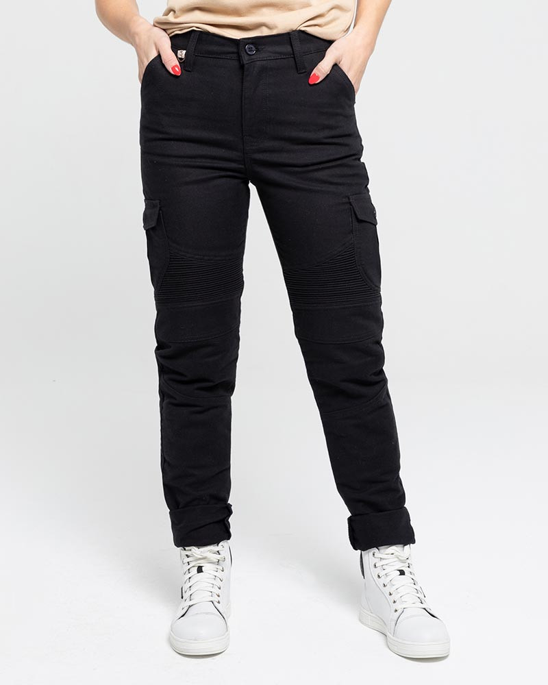 By City pantalón algodón moto mujer Mixed III Slim negro - Imagen 2