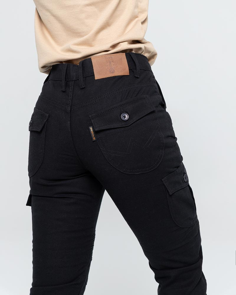 By City pantalón algodón moto mujer Mixed III Slim negro - Imagen 3
