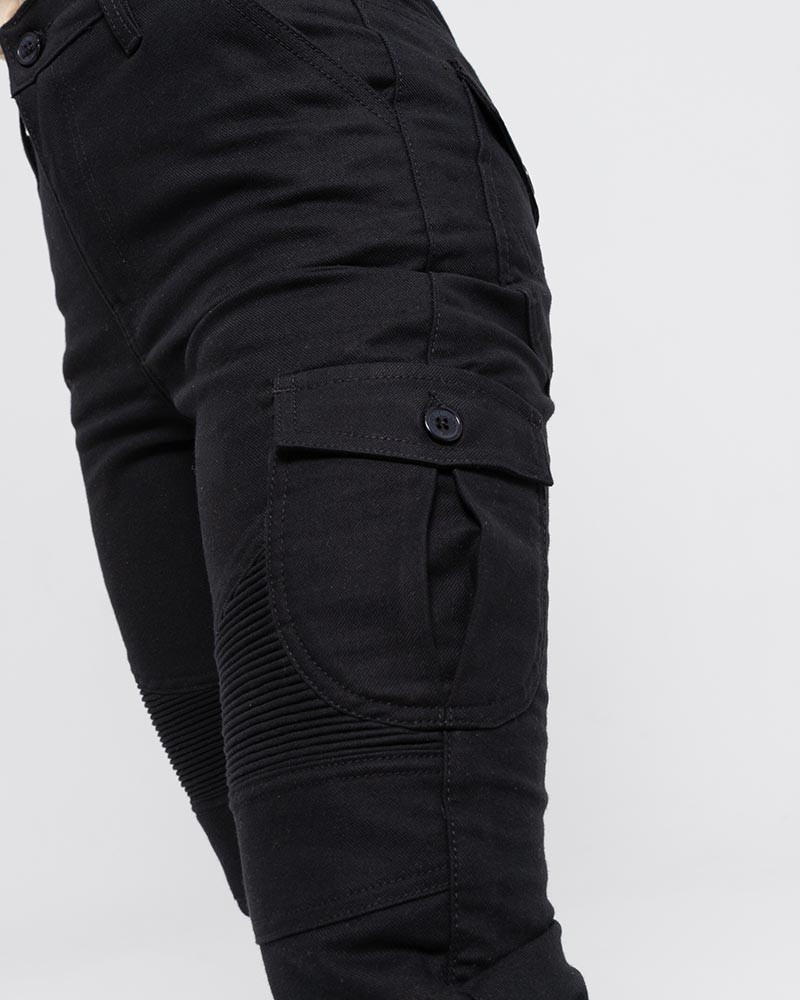 By City pantalón algodón moto mujer Mixed III Slim negro - Imagen 4
