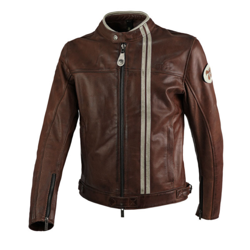 By city chaqueta moto piel 70S Marrón