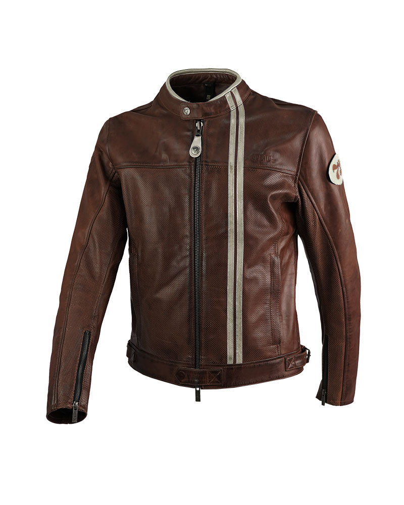 By city chaqueta moto piel 70S Marrón