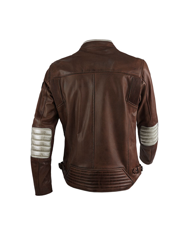 By city chaqueta moto piel 70S Marrón - Imagen 2