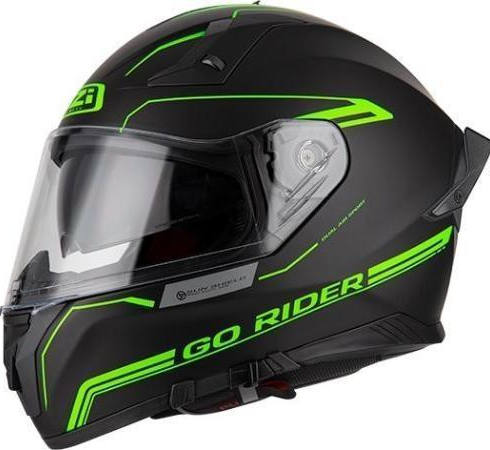 NZI casco moto integral Go Rider Stream Duo Nouveau negro fluor mate