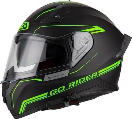 NZI casco moto integral Go Rider Stream Duo Nouveau negro fluor mate