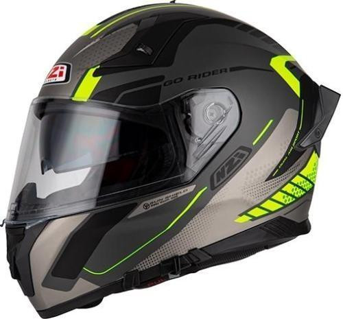 NZI casco moto integral Go Rider Stream Duo Motion antracita fluor mate