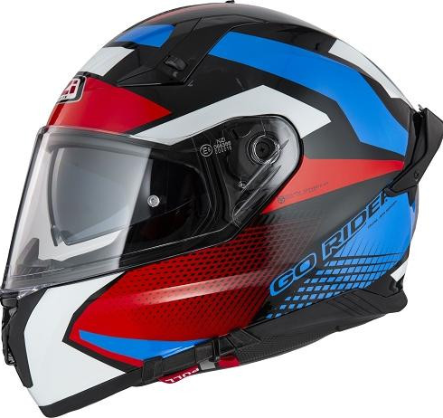 NZI casco moto integral Go Rider Stream Duo Quadri rojo azul