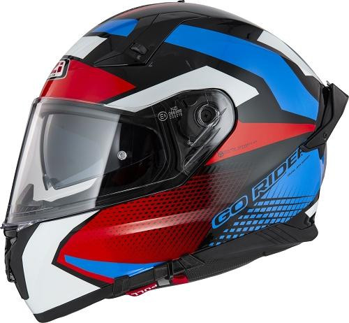 NZI casco moto integral Go Rider Stream Duo Quadri rojo azul