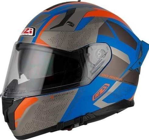 NZI casco moto integral Go Rider Stream Duo Trident azul naranja mate
