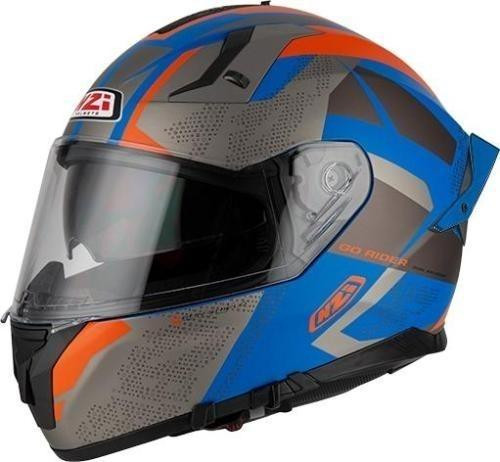 NZI casco moto integral Go Rider Stream Duo Trident azul naranja mate