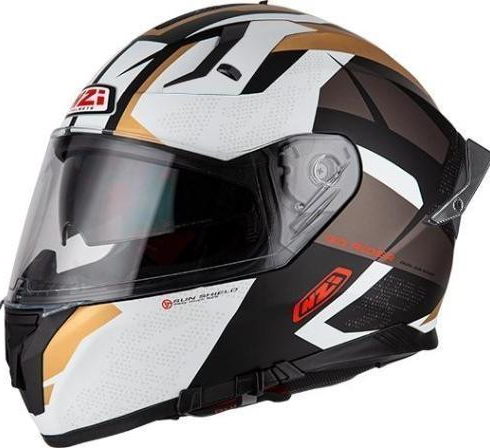 NZI casco moto integral Go Rider Stream Duo Trident blanco oro