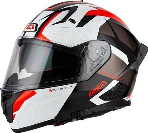 NZI casco moto integral Go Rider Stream Duo Trident blanco rojo