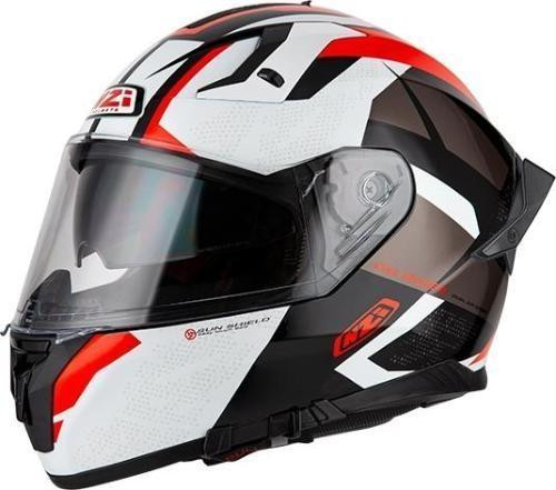 NZI casco moto integral Go Rider Stream Duo Trident blanco rojo