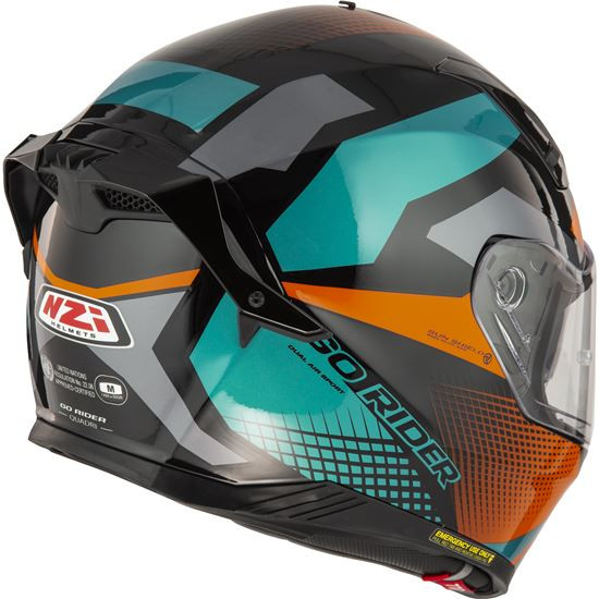 NZI casco moto integral Go Rider Stream Duo Quadri naranja azul mate - Imagen 6