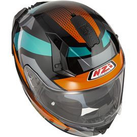 NZI casco moto integral Go Rider Stream Duo Quadri naranja azul mate - Imagen 3