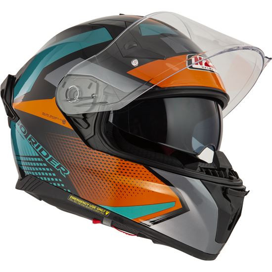 NZI casco moto integral Go Rider Stream Duo Quadri naranja azul mate - Imagen 8