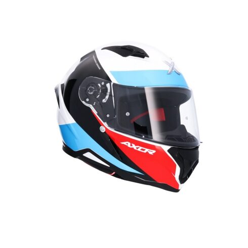 Shiro Casco Moto integral 890 Hunter Axor Turbo azul rojo
