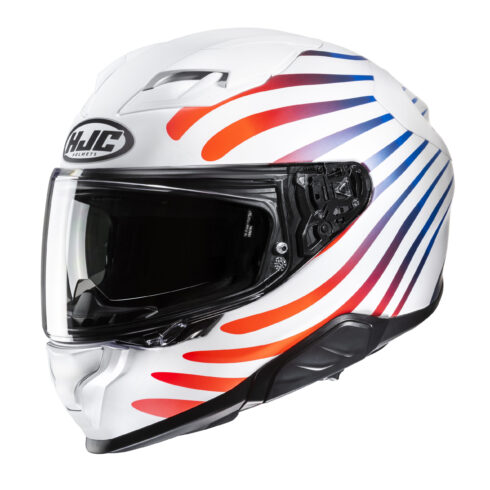 HJC casco moto integral F71 Zen naranja azul blanco MC21SF