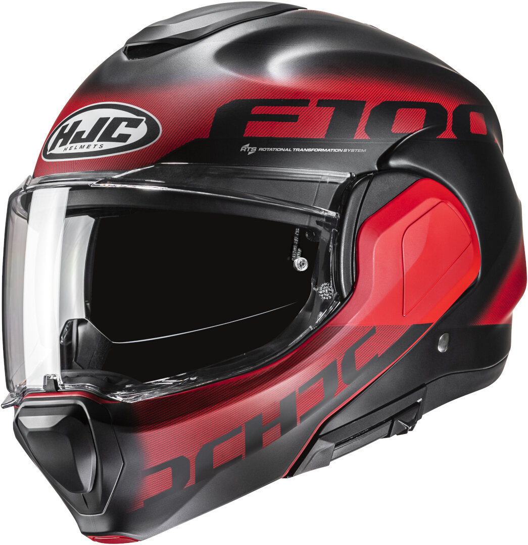 HJC casco moto modular F100 Hetal rojo negro mate MC1SF