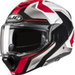 HJC casco moto modular F100 Bios rojo negro blanco MC1