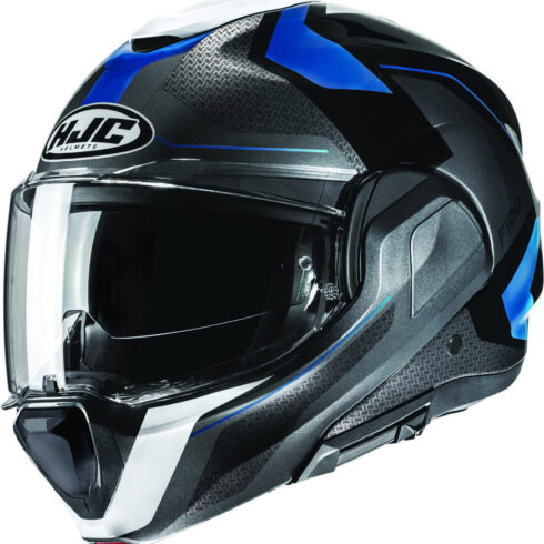 HJC casco moto modular F100 Bios azul gris MC2