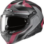 HJC casco moto modular F100 Bios rojo negro mate MC8SF