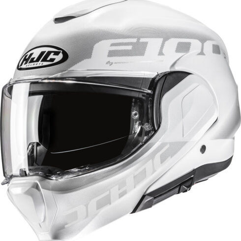 HJC casco moto modular F100 Hetal blanco MC10
