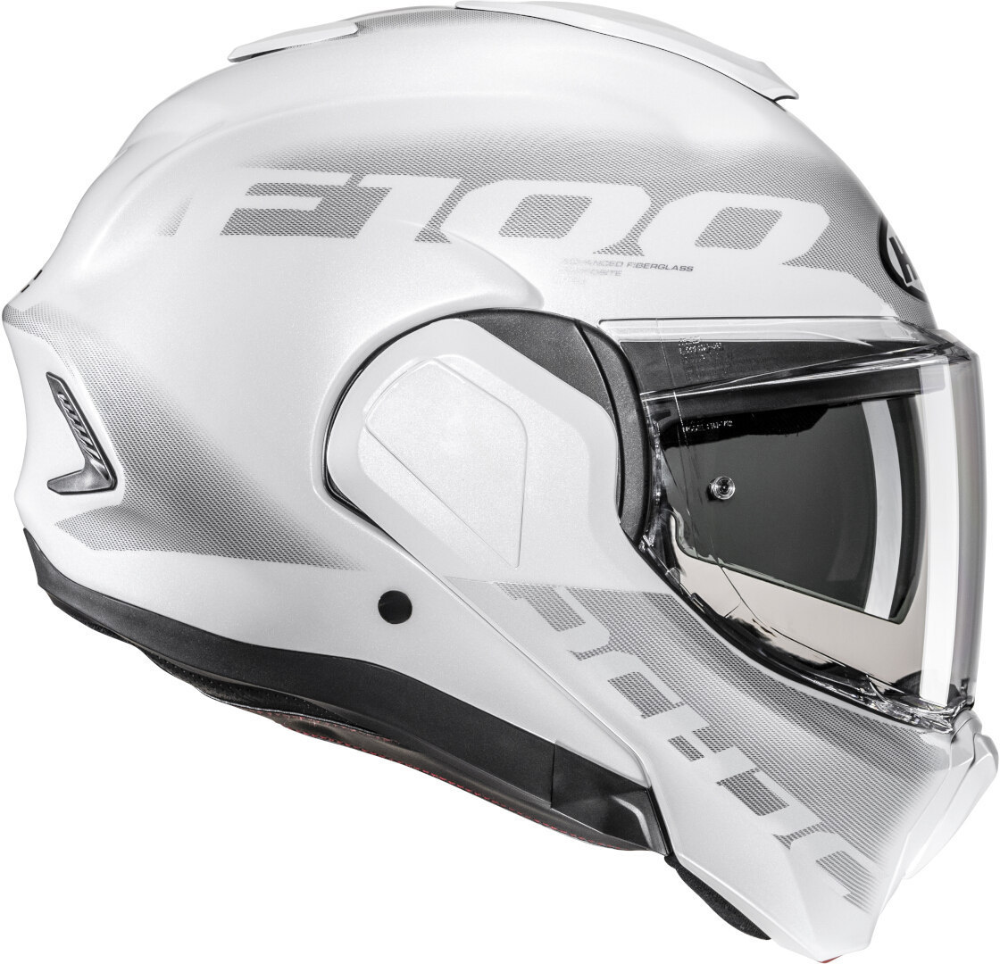 HJC casco moto modular F100 Hetal blanco MC10 - Imagen 4