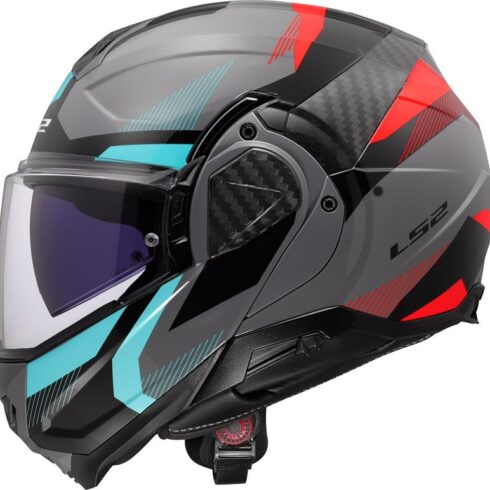LS2 Casco Moto Modular FF910 Advant II Triple azul rojo gris