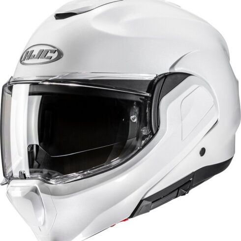 HJC casco moto modular F100 Solid blanco