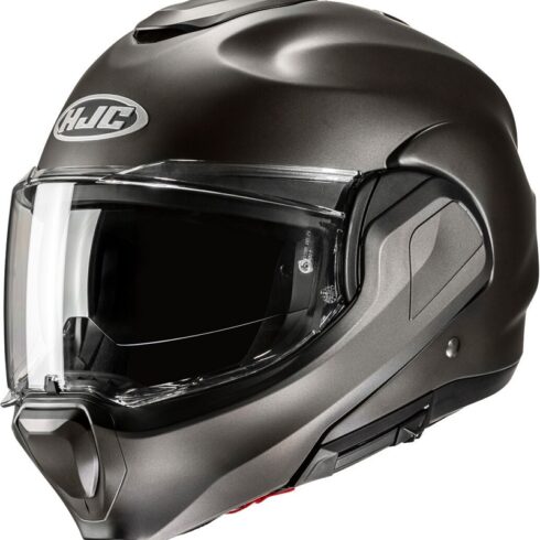 HJC casco moto modular F100 Solid titanio mate