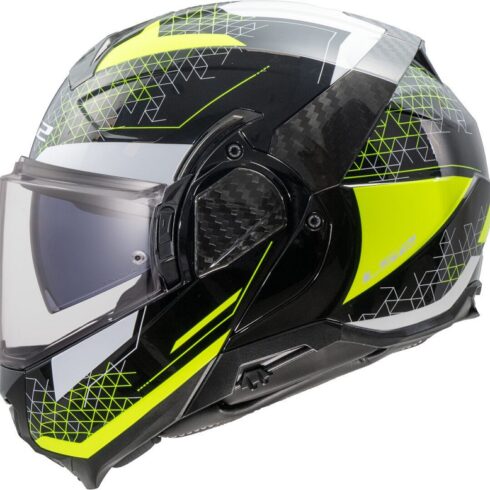 LS2 Casco Moto Modular FF910 Advant II Astral negro amarillo flúor
