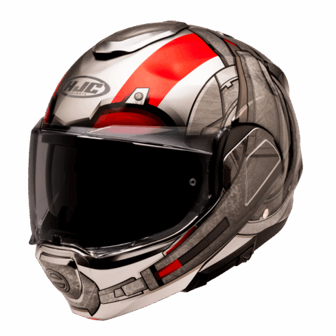 HJC casco moto modular F100 Antman Marvel MC1 rojo