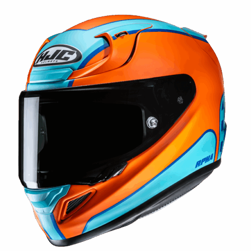 HJC casco moto integral RPHA 12 Respon naranja y azul