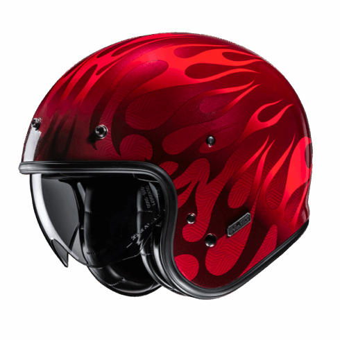 HJC casco jet V31 vintage Firo MC1 rojo