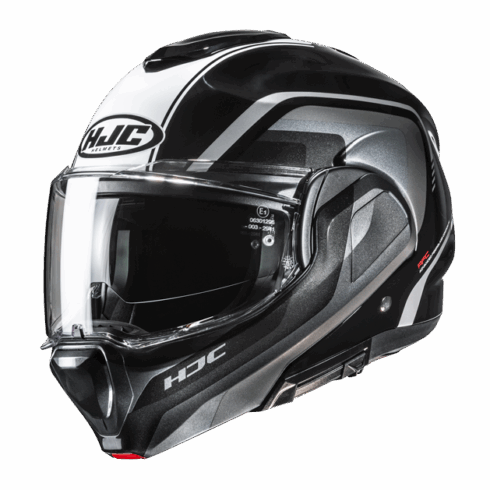 HJC casco moto modular F100 Reff negro blanco MC21