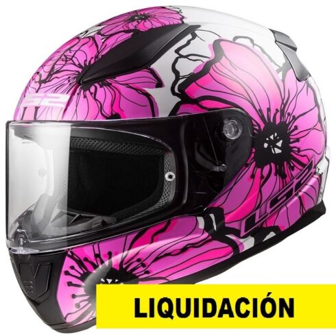 LS2 casco moto full face FF353 Rapid II Poppies rosa y blanco