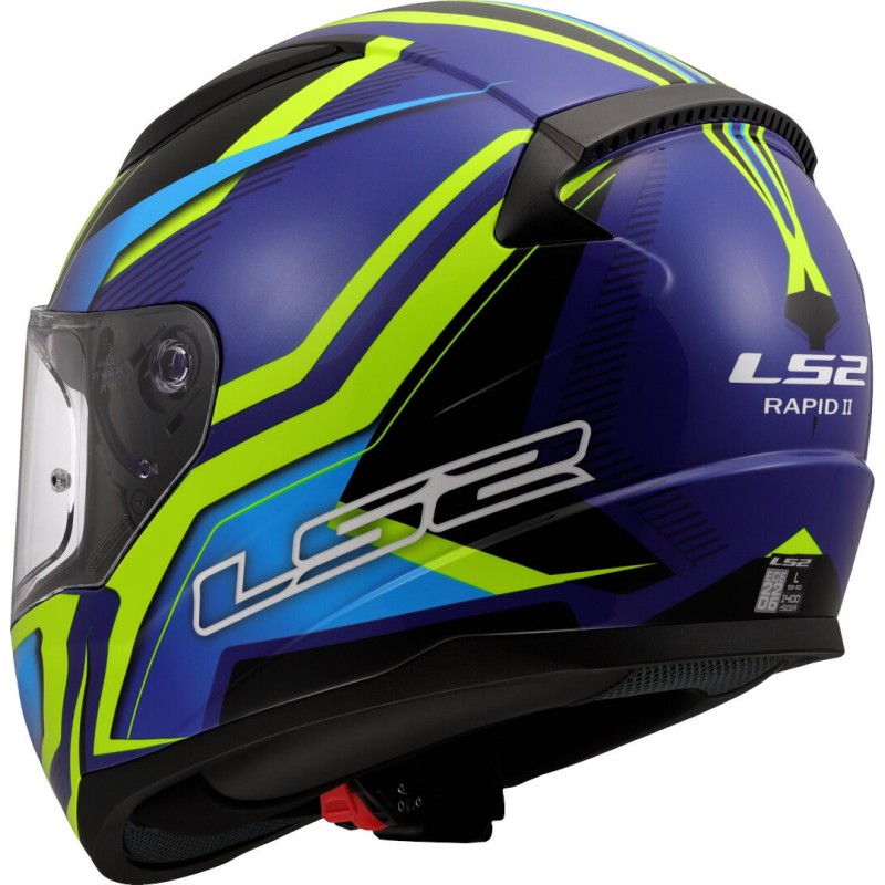 LS2 casco moto full face FF353 Rapid II Flitz Fluor azul - Imagen 2