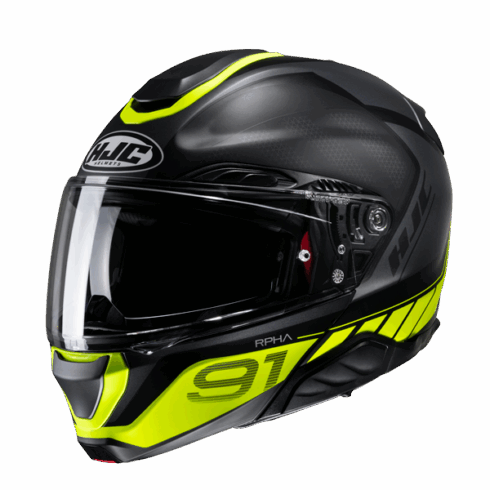 HJC Casco Moto modular RPHA 91 Rafino MC3HSF flúor negro