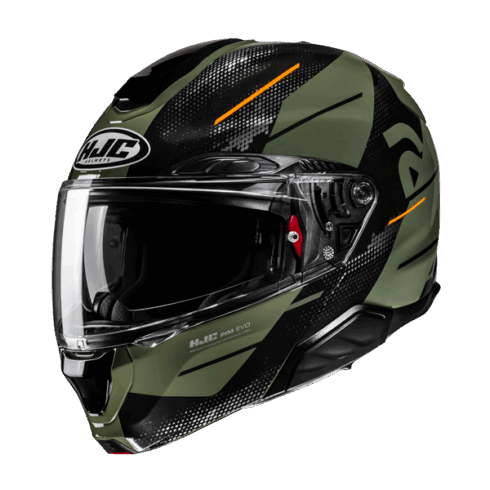 HJC Casco Moto modular RPHA 91 BLAT MC7 verde negro