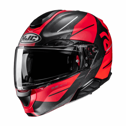 HJC Casco Moto modular RPHA 91 BLAT MC1SF rojo negro