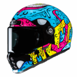 HJC Casco moto integral V10 Squeeze MC28 azul rosa amarillo