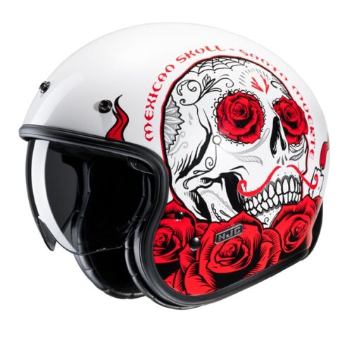 HJC casco jet V31 vintage Desto MC1 rojo blanco