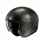 HJC casco jet V31 vintage Flame MC4SF verde mate