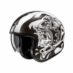 HJC casco jet V31 vintage Flame MC5 blanco negro